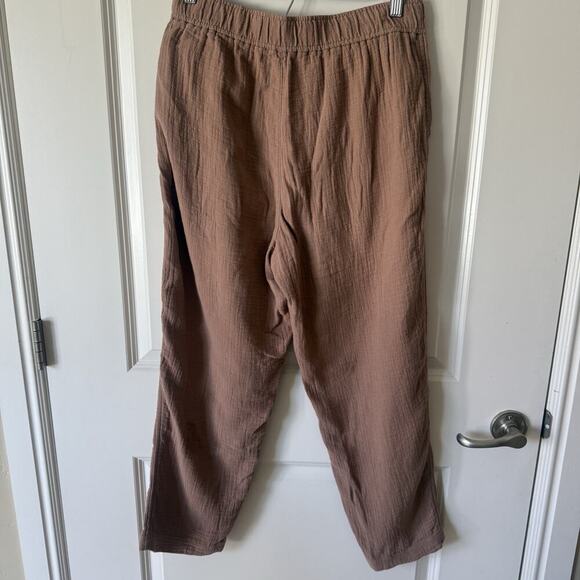 Madewell Pants Womens Medium Cotton Linen Pull On High Rise Tapered Button Front - Picture 7 of 10